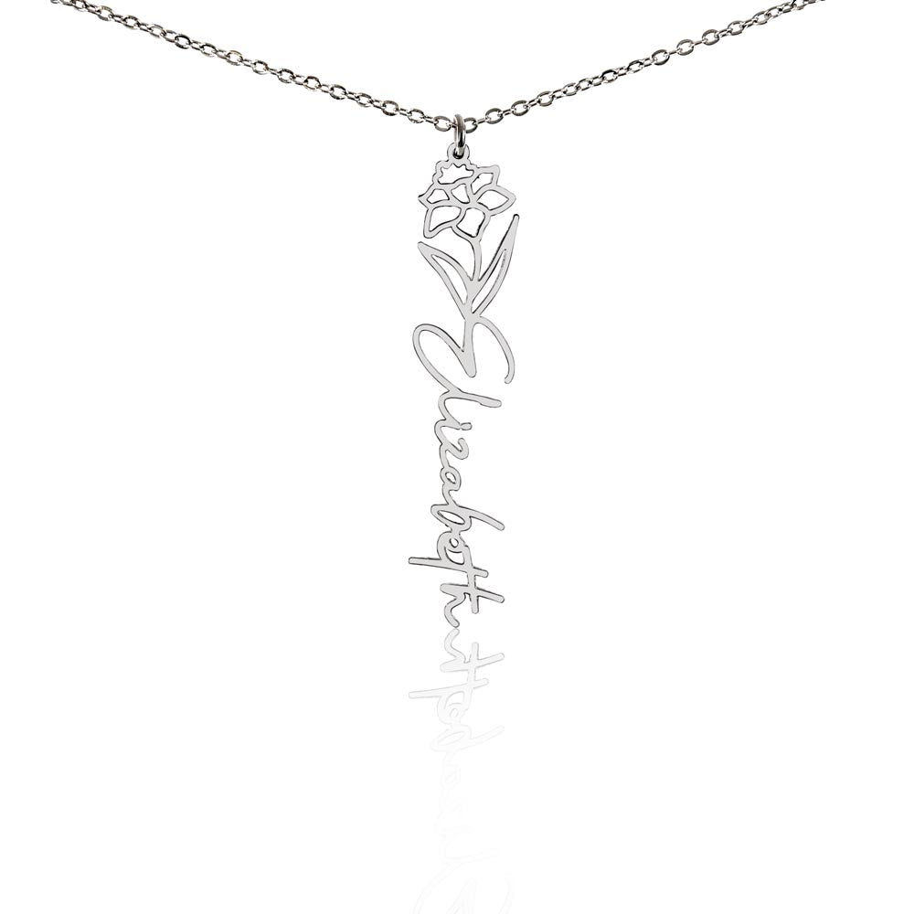 Flower Name Necklace with Customizable Birth Flower Design Handcrafted from High-Quality Materials Gold or Silver