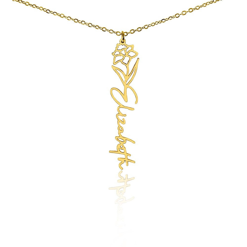 Flower Name Necklace with Customizable Birth Flower Design Handcrafted from High-Quality Materials Gold or Silver