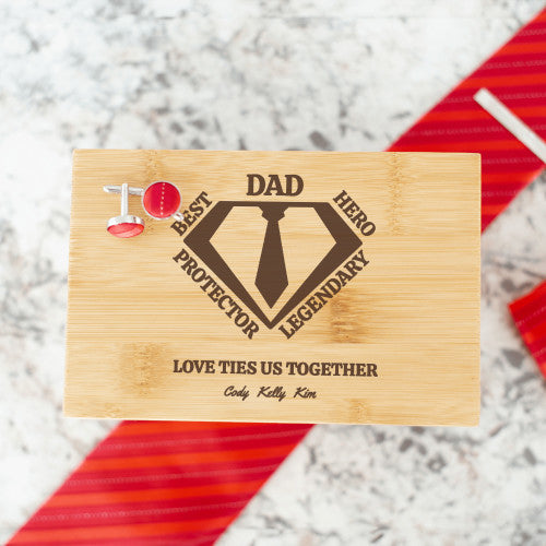 Custom Design Bamboo Tie Box Super Dad