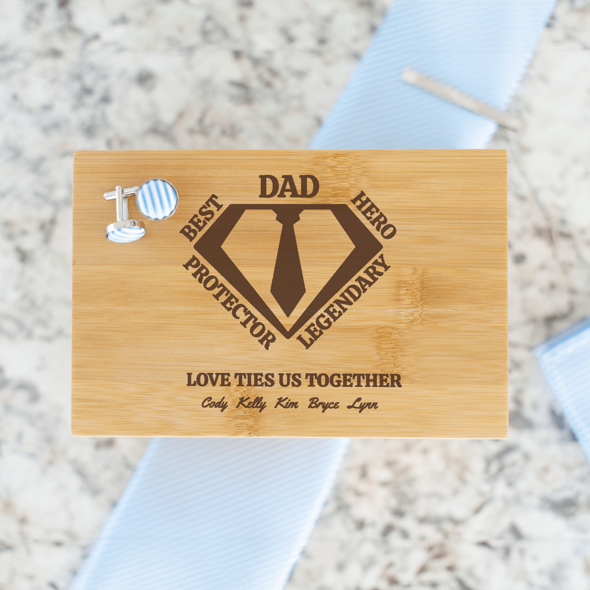 Custom Design Bamboo Tie Box Super Dad