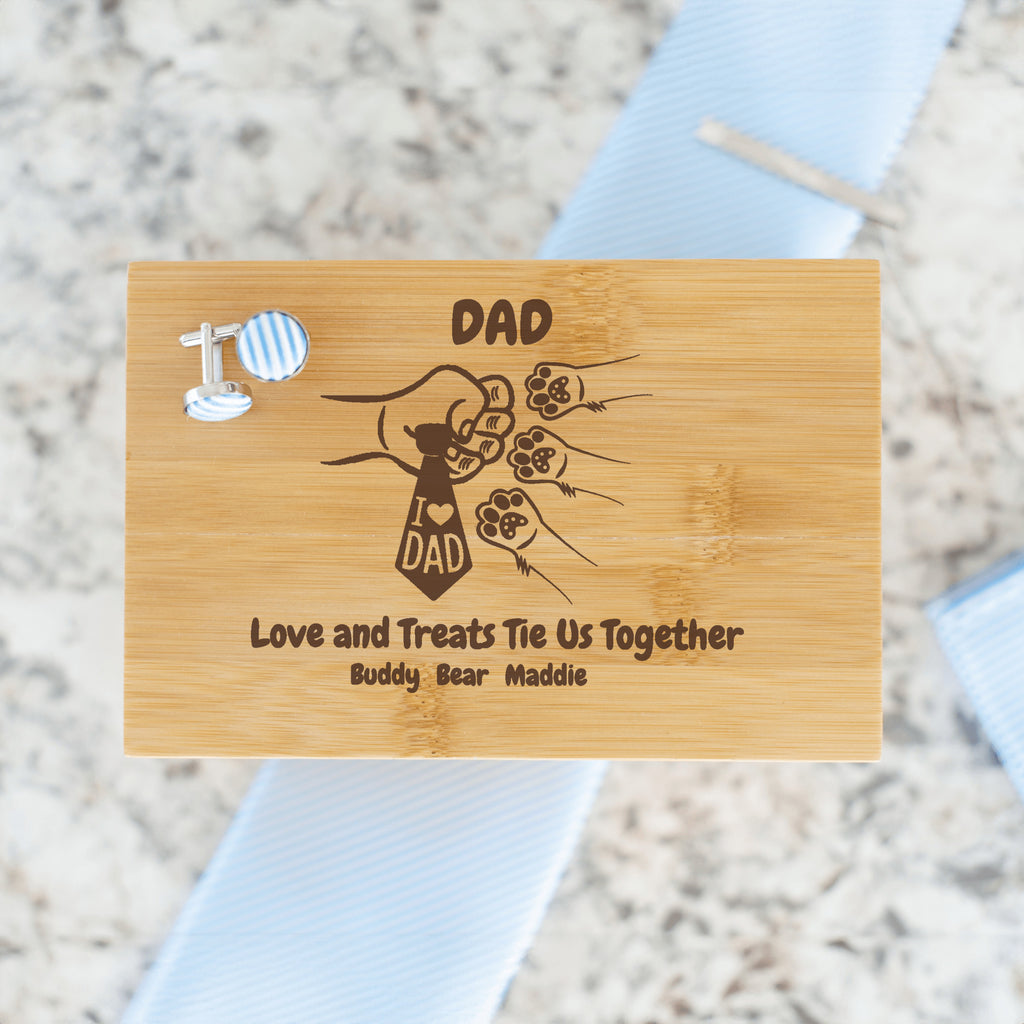 Custom Dad Dog Paws Tie Box