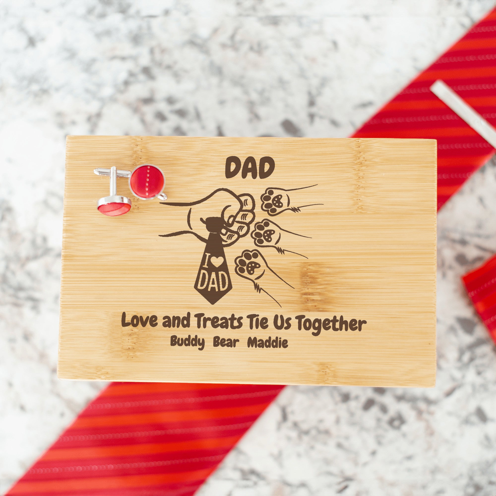 Custom Dad Dog Paws Tie Box