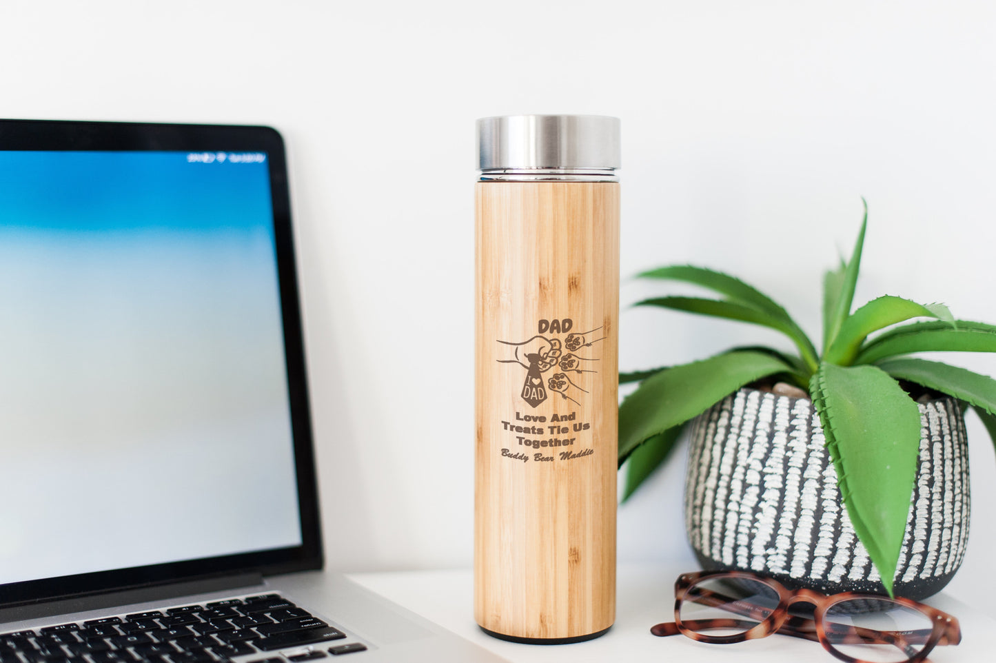 Dog DAD Bamboo Water Bottle