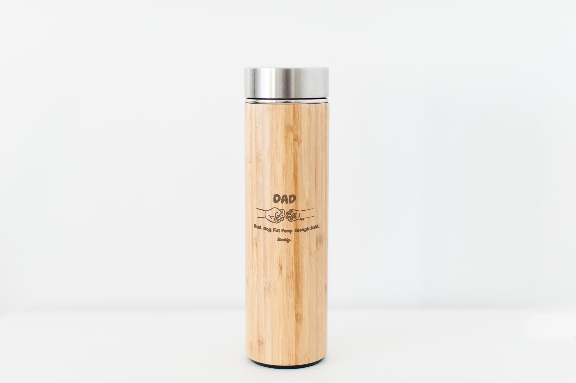 Dog DAD Bamboo Water Bottle Fist Pump
