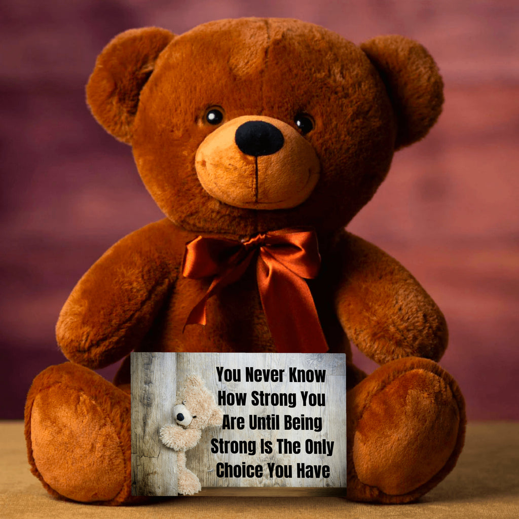 Teddy Bear with Sign You Never Know how Strong You Are