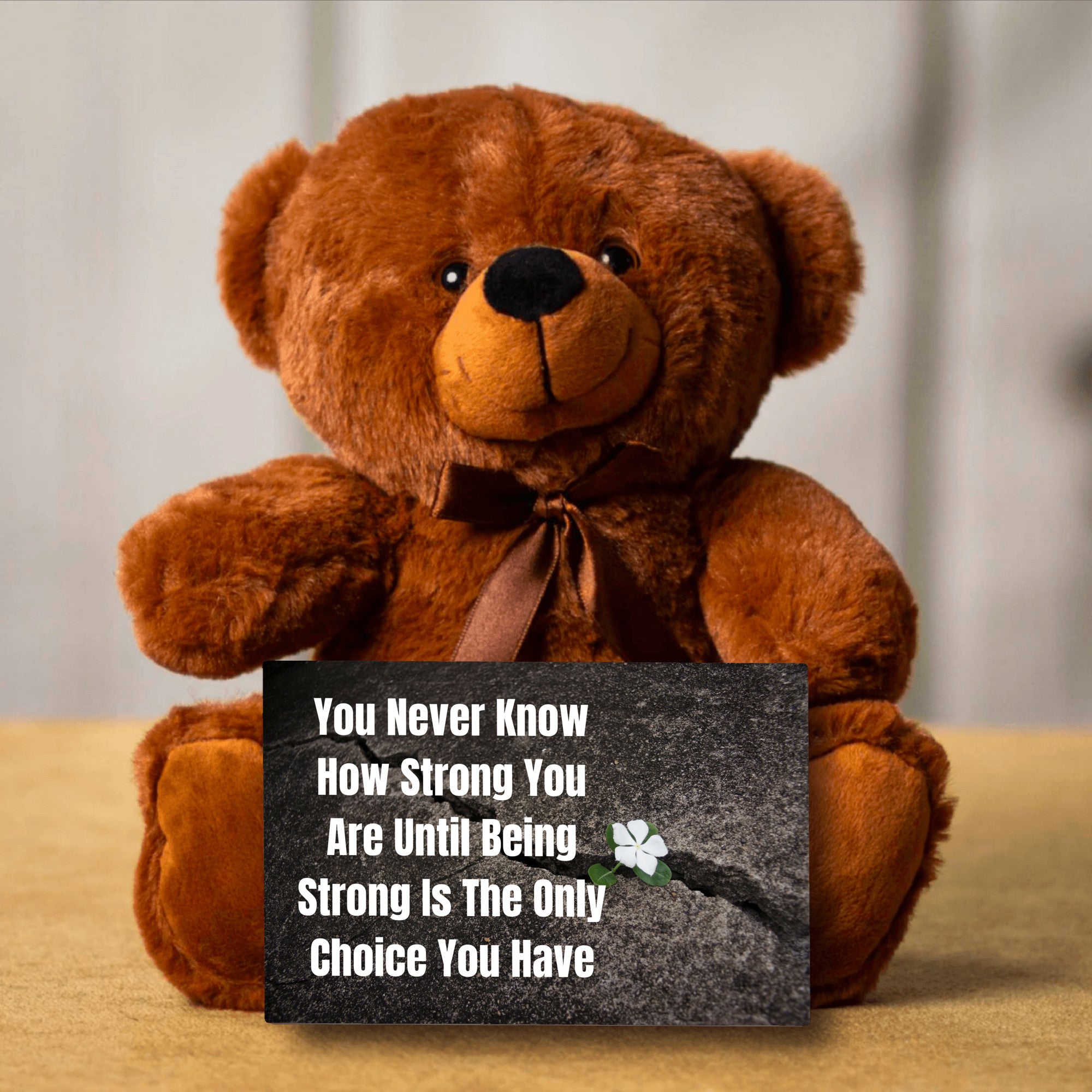 Teddy Bear with Sign You Never Know how Strong You Are