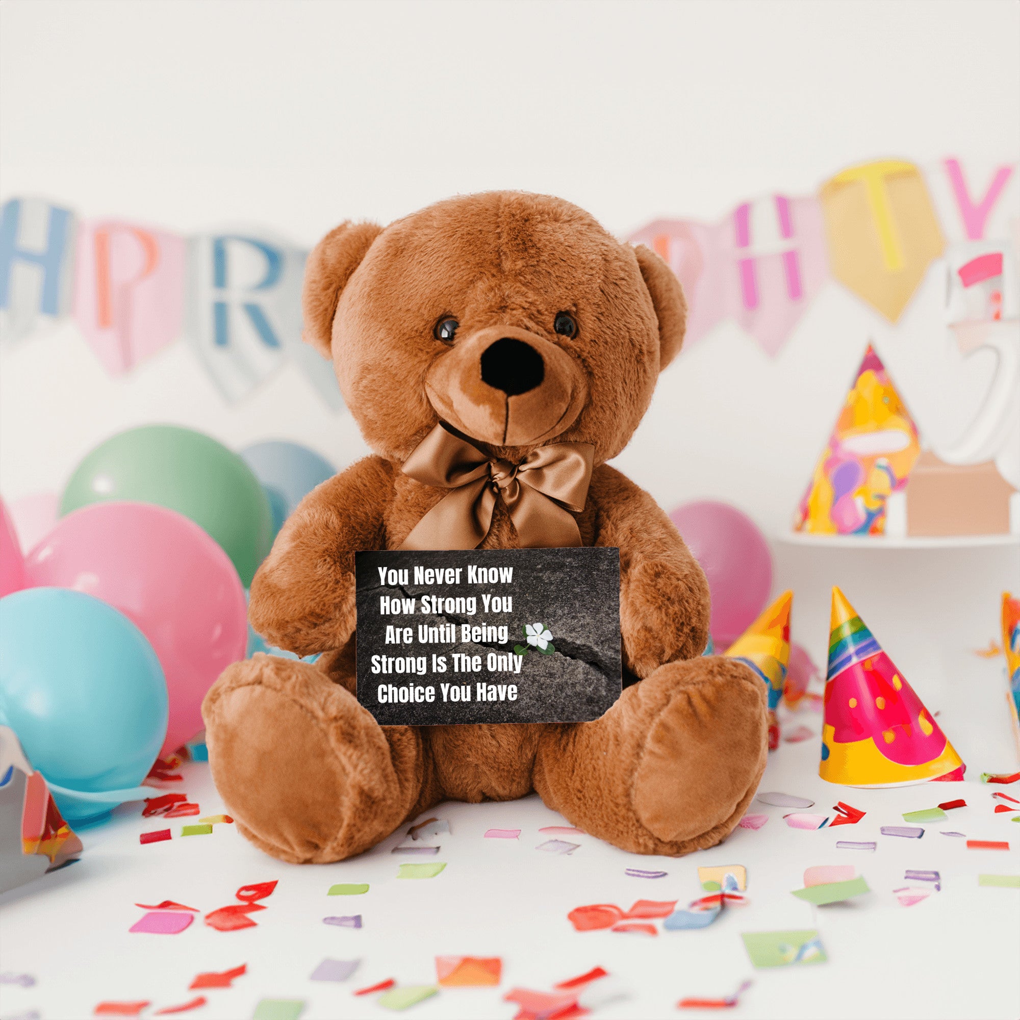 Teddy Bear with Sign You Never Know how Strong You Are