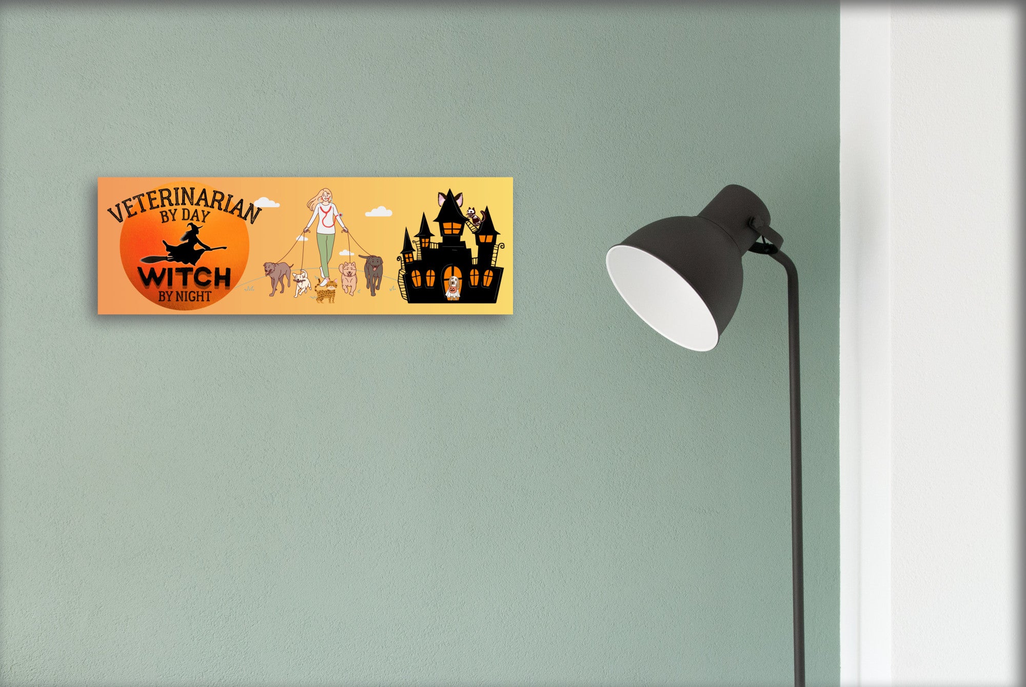 Veterinarian by Day Witch by Night Halloween UV Printed MDF Sign - 15x5