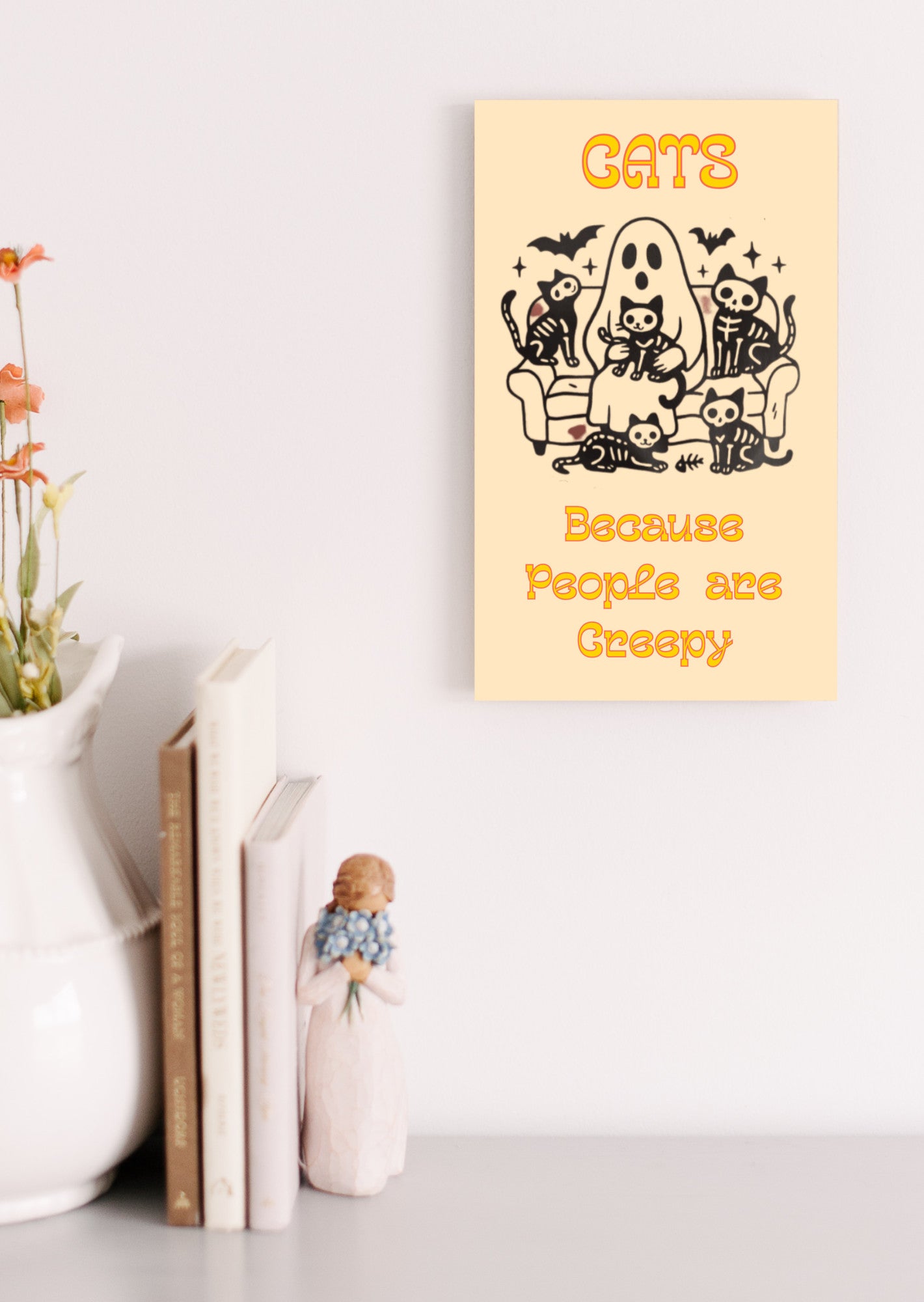 Cats because People are Creepy Halloween UV Printed MDF Sign - 6x10