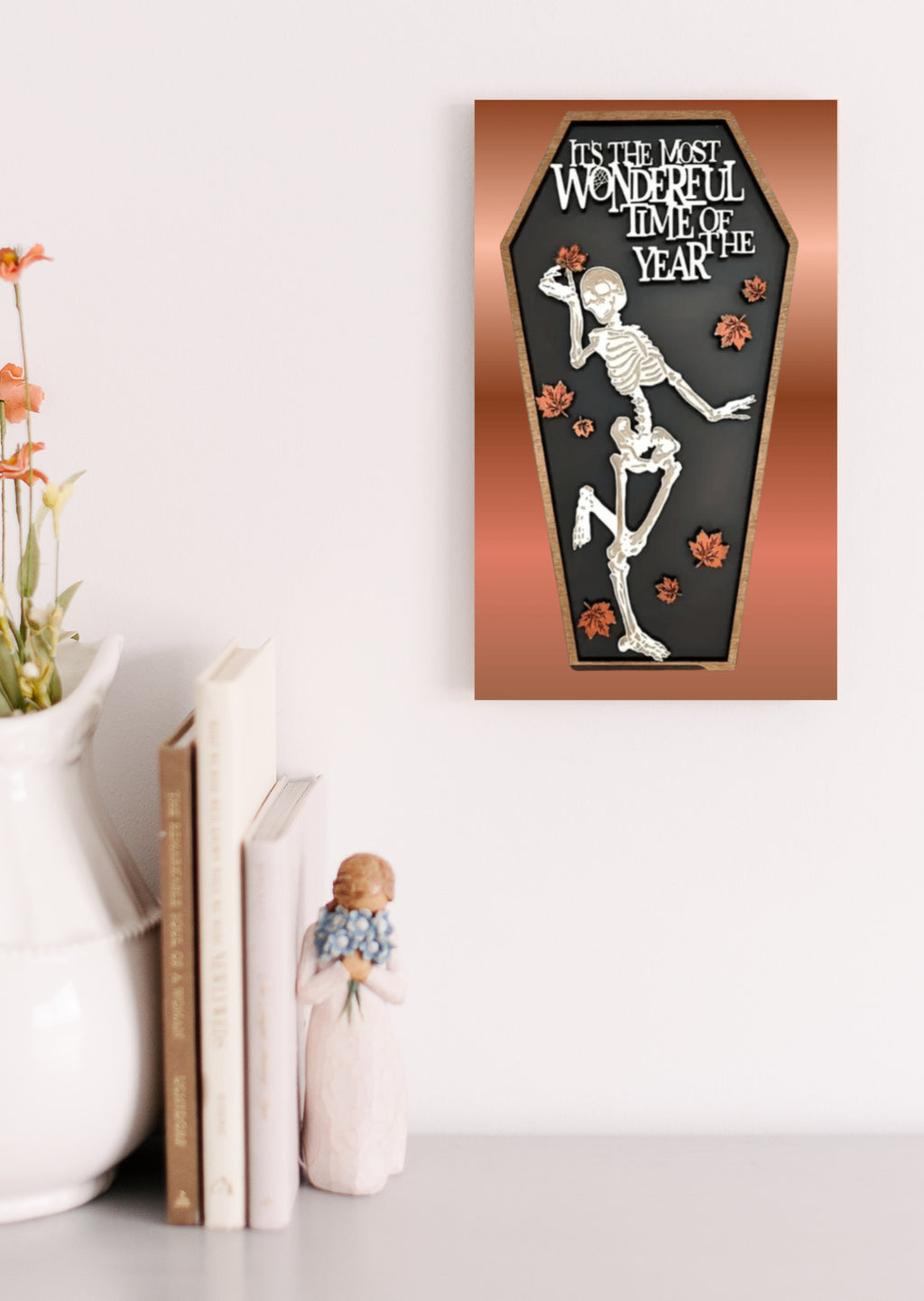Its the most wonderful time of the year Skeleton Halloween UV Printed MDF Sign - 6x10