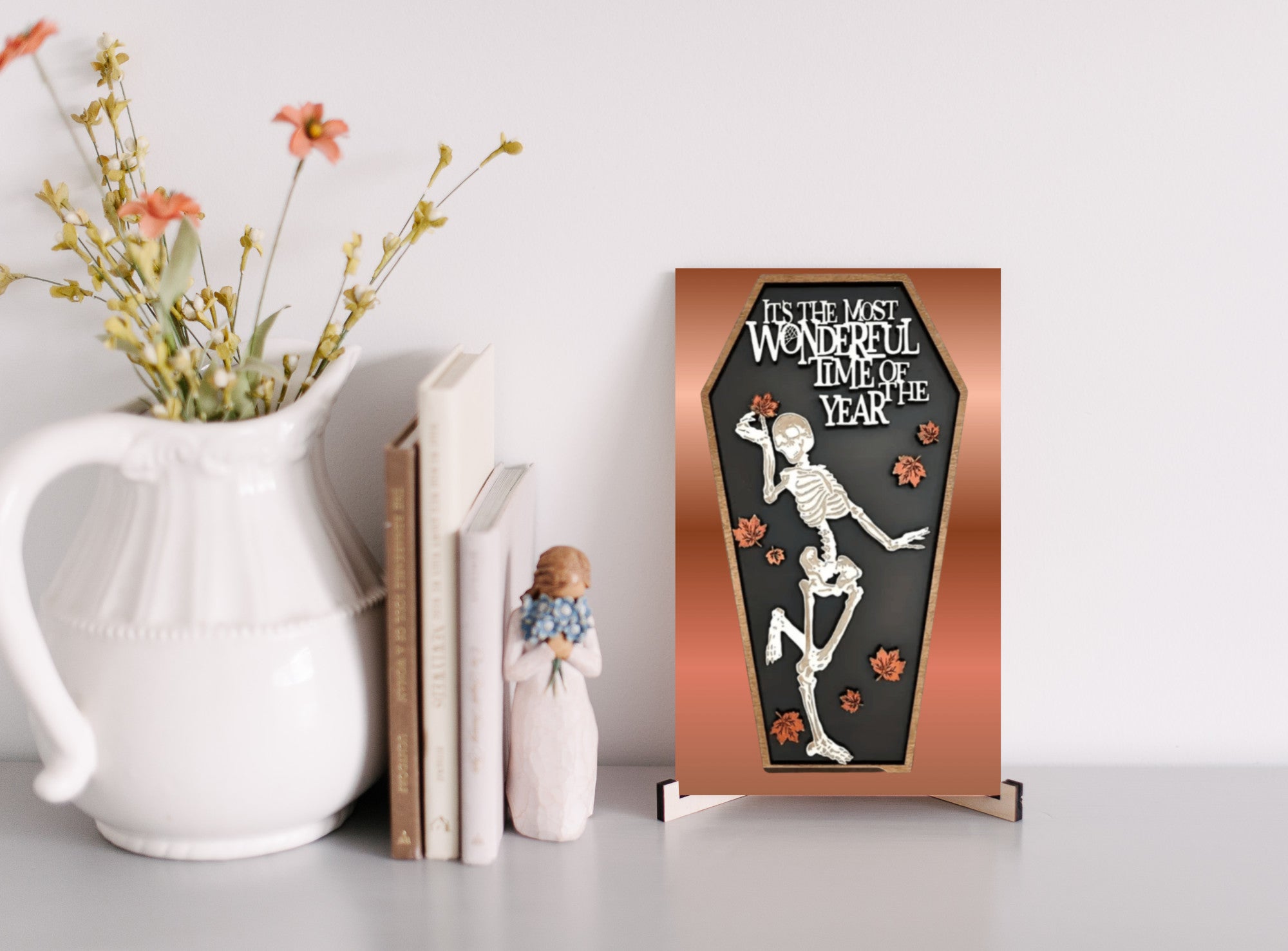 Its the most wonderful time of the year Skeleton Halloween UV Printed MDF Sign - 6x10