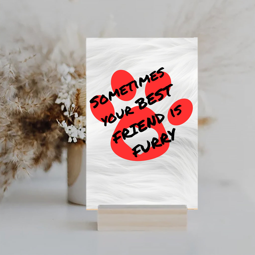 Sometimes Your Best Friend is Furry Dog and Cat Lover UV Printed MDF Sign - 6x10