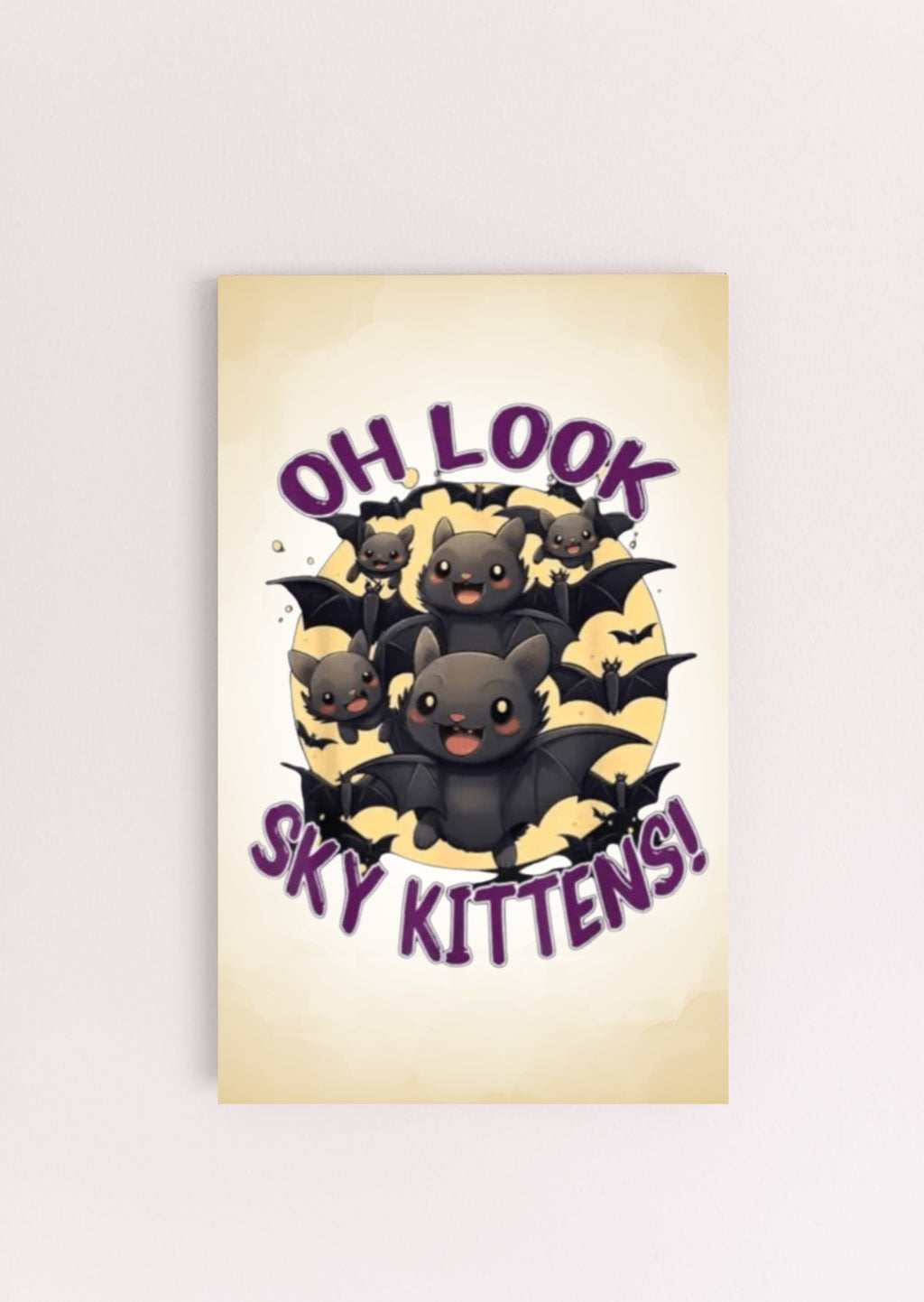 Oh Look Sky Kittens Bats Halloween Fun Sign UV Printed MDF Sign - 6x10
