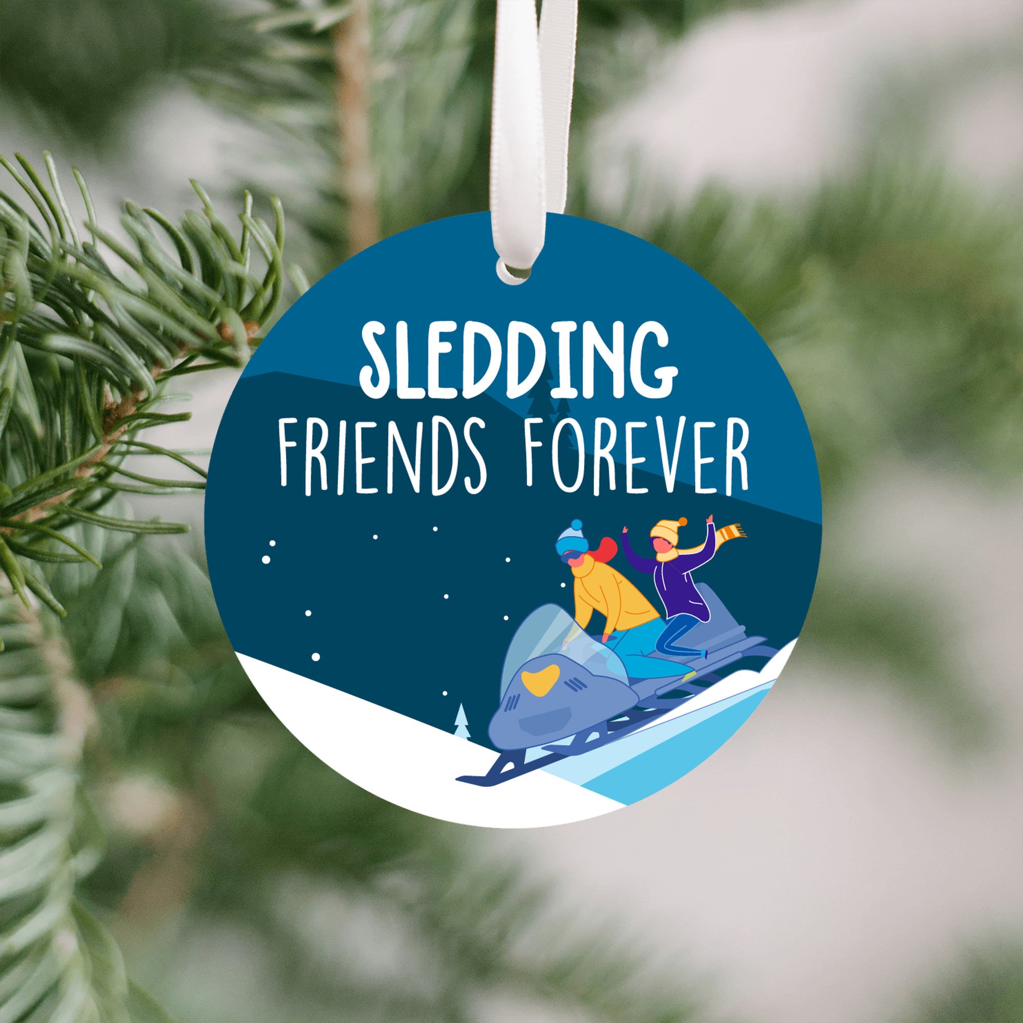 Snowmobiling Together Christmas Ornament