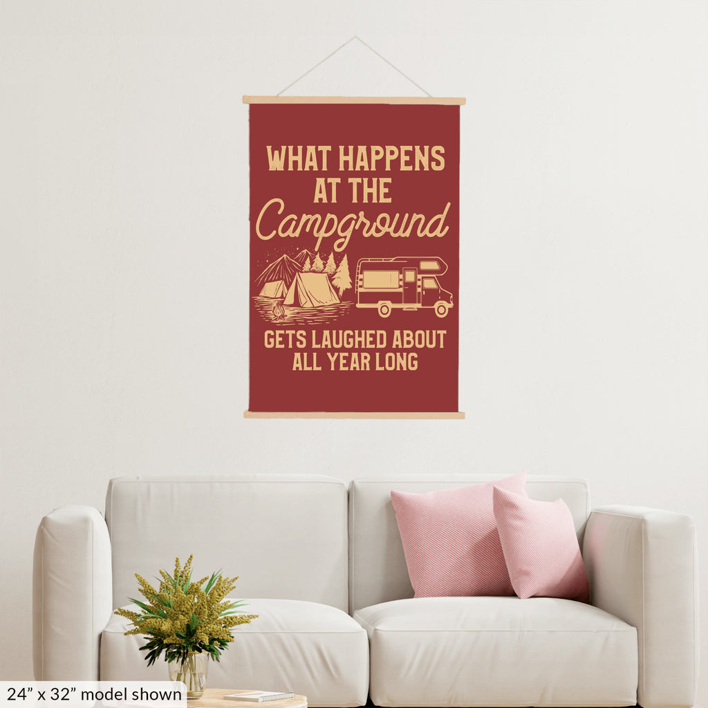 What Happens At The Campground Hanging Canvas