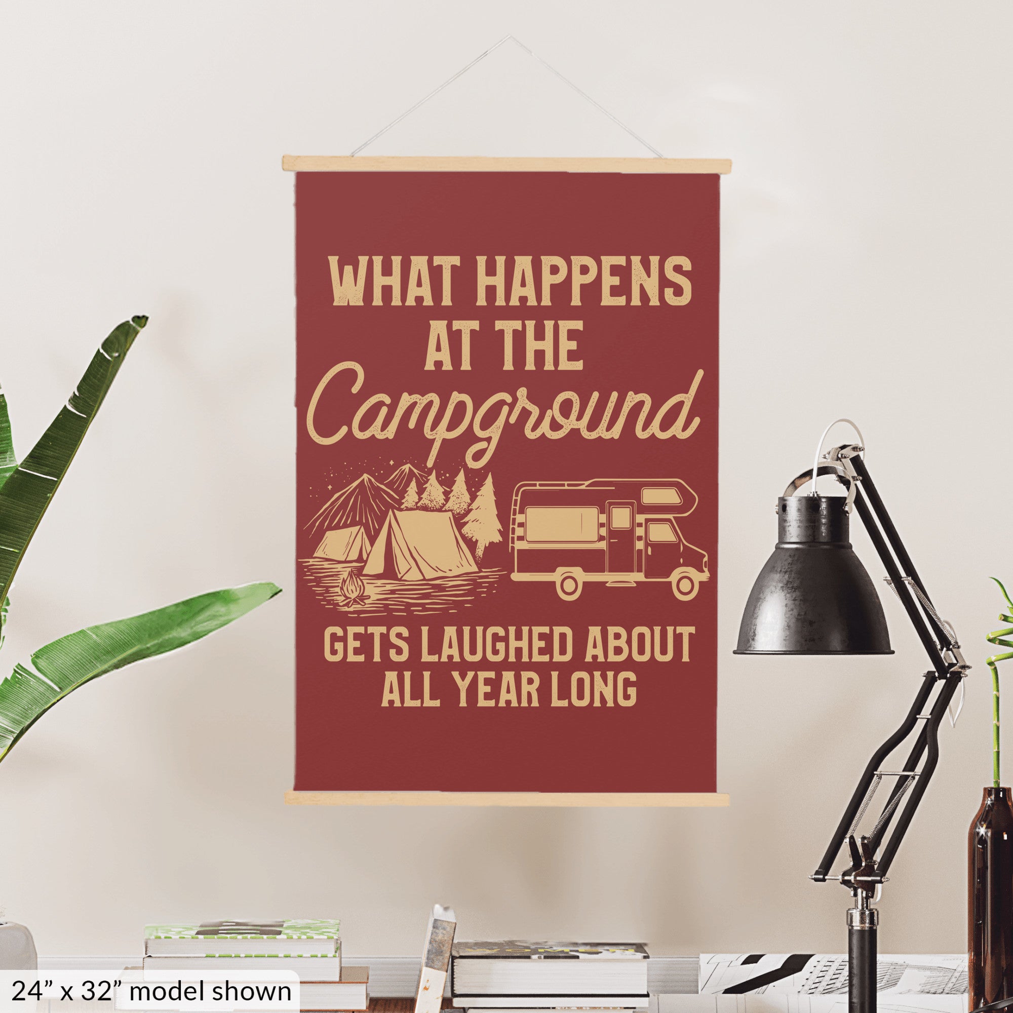 What Happens At The Campground Hanging Canvas