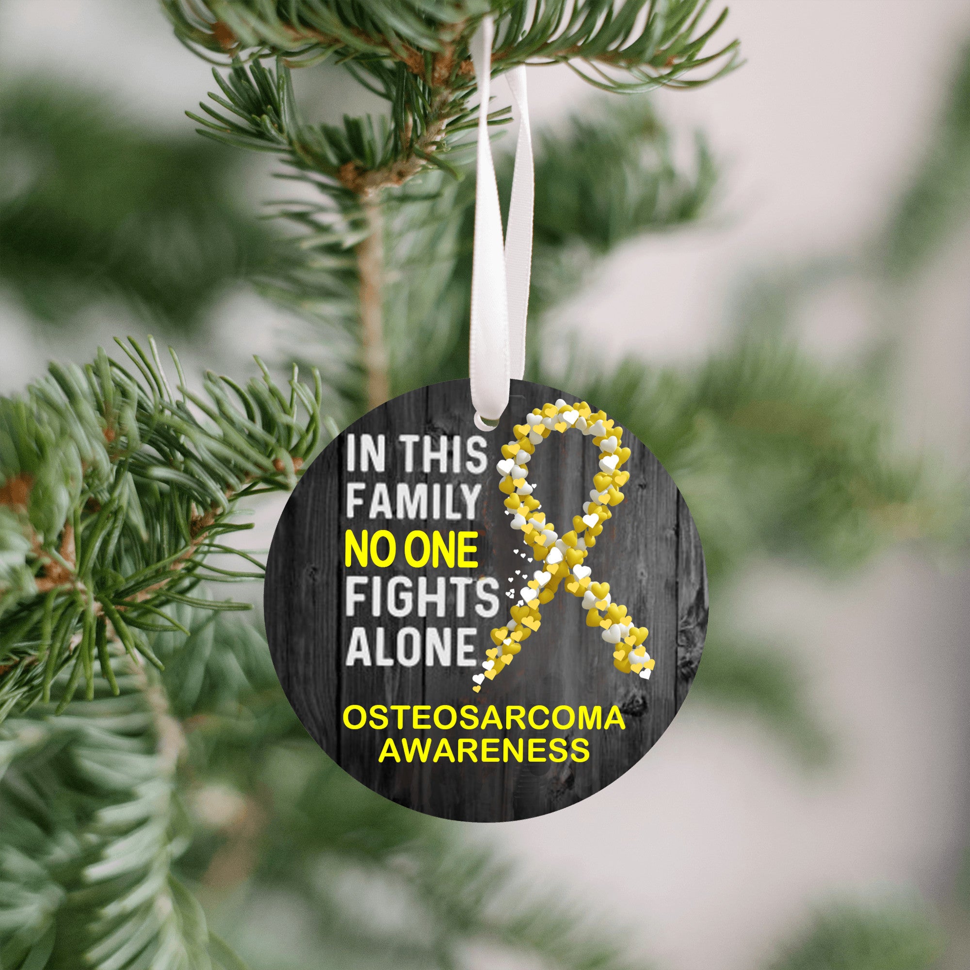 Osteosarcorma Awareness Ornament UV Printed Plastic Christmas Ornament