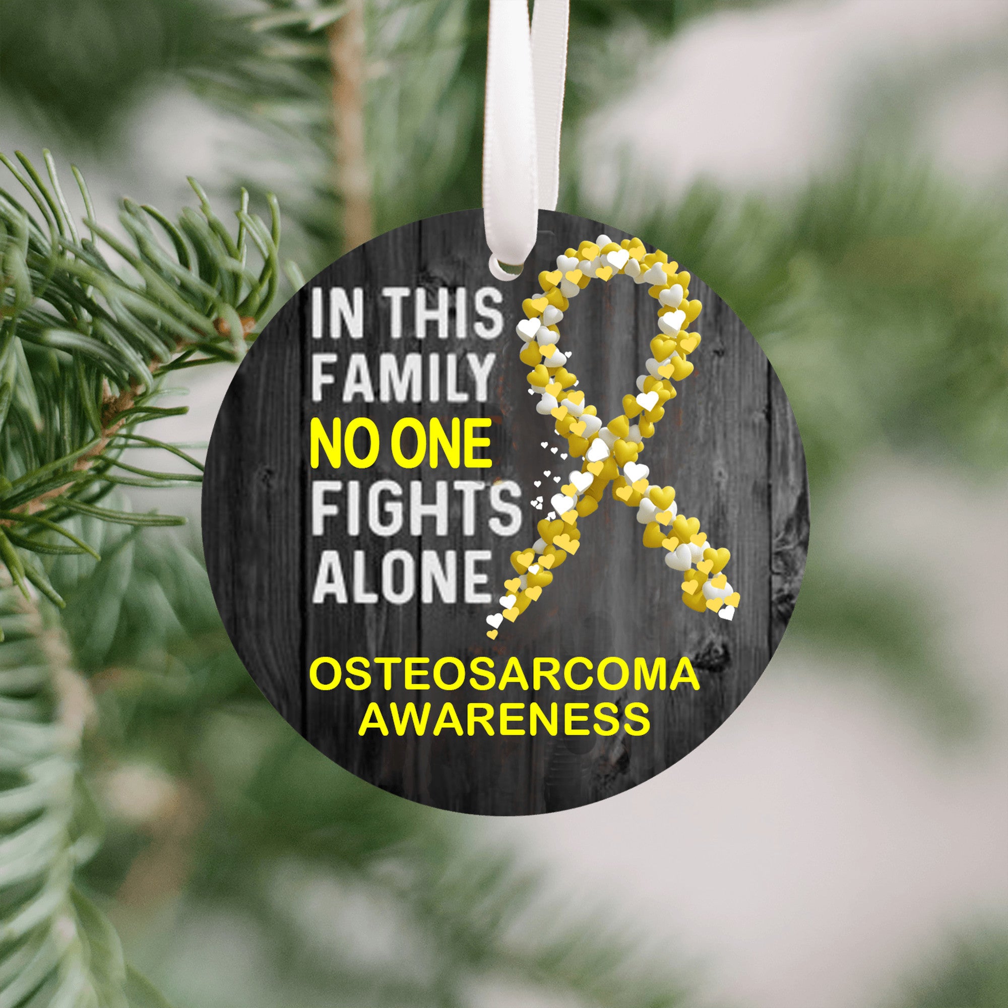Osteosarcorma Awareness Ornament UV Printed Plastic Christmas Ornament